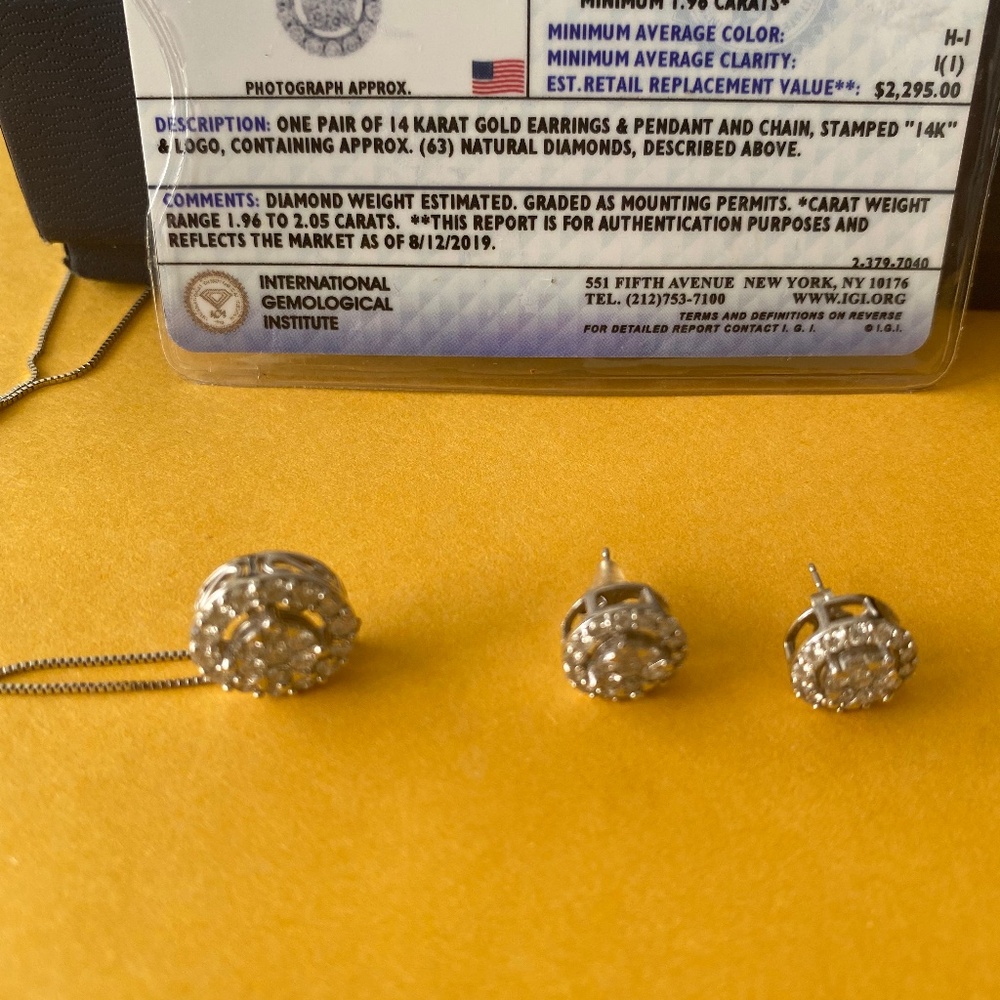 Real Diamond Chain and Earrings - Picture 1 of 1